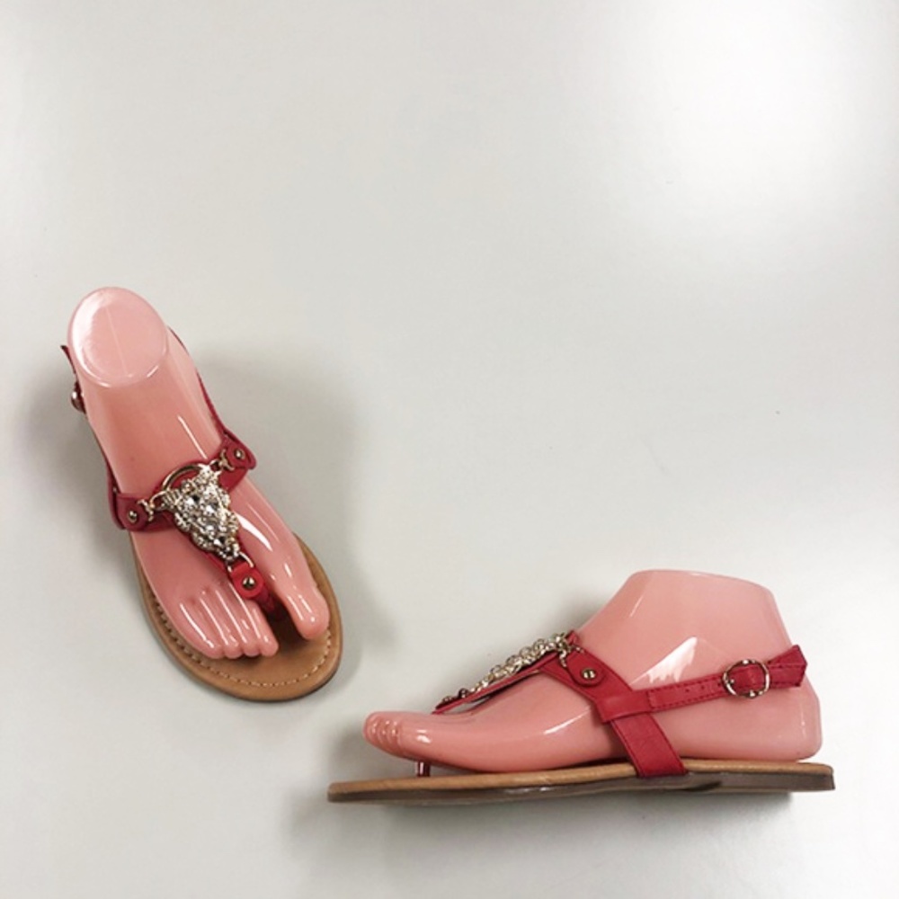 Flat Sandals from Fashion Focus - Banana-1 Red